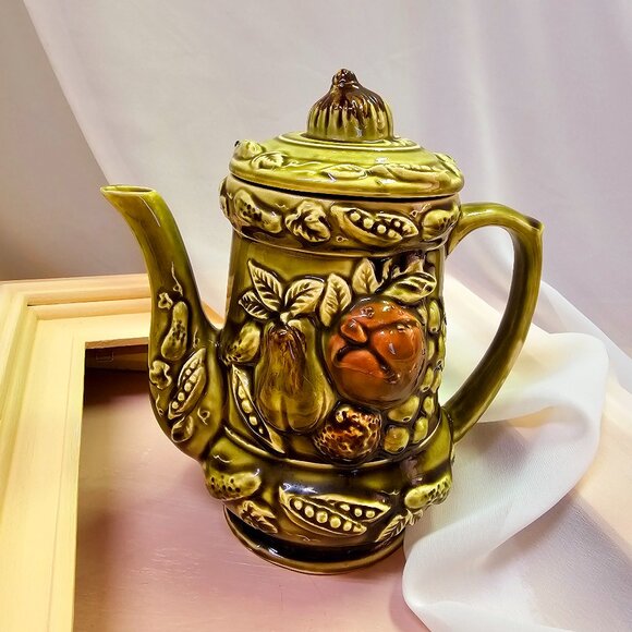 Tilso Ceramic Teapot, Vintage Mid-Century, Glazed Fruits & Veggies - Picture 1 of 7